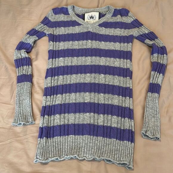 Freedom 2 Be size M Super soft & stretchy grey purple striped tunic sweater EUC - Picture 2 of 8